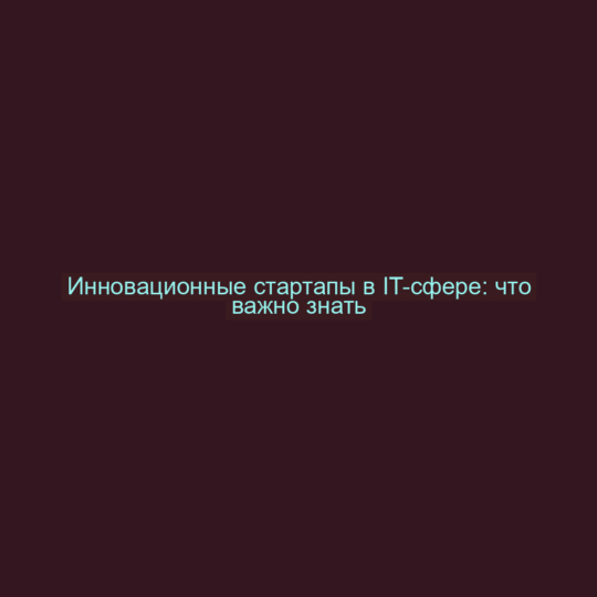 Инновационные стартапы в IT-сфере: что важно знать