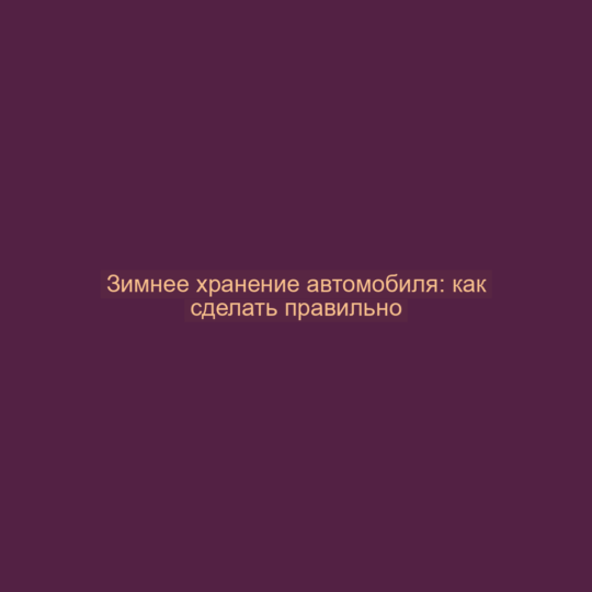 Зимнее хранение автомобиля: как сделать правильно